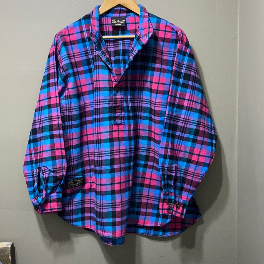 Women's Plaid Popover Button-Down Shirt - Pink & Blue